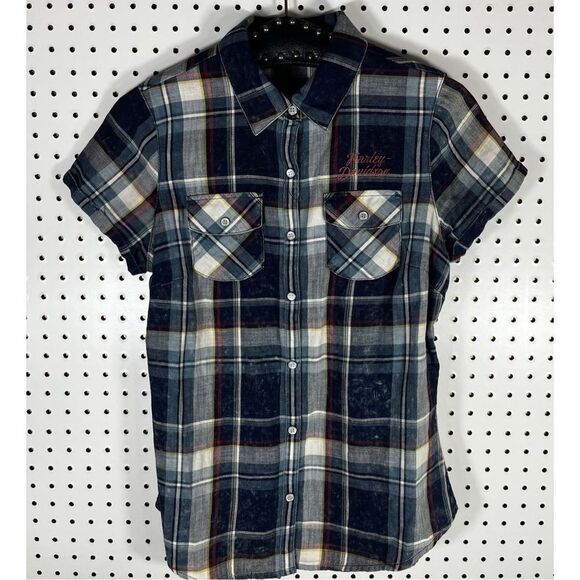 Harley Davidson plaid snap button down shirt - Picture 1 of 7